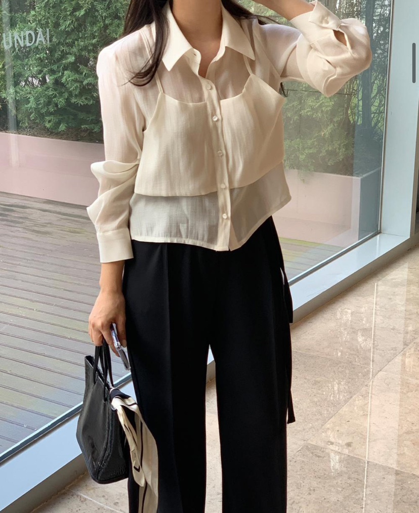 X韓國直郵女士新品推薦人氣26春夏職業熱賣時尚襯衫蕾絲衫X襯衫/蕾絲衫