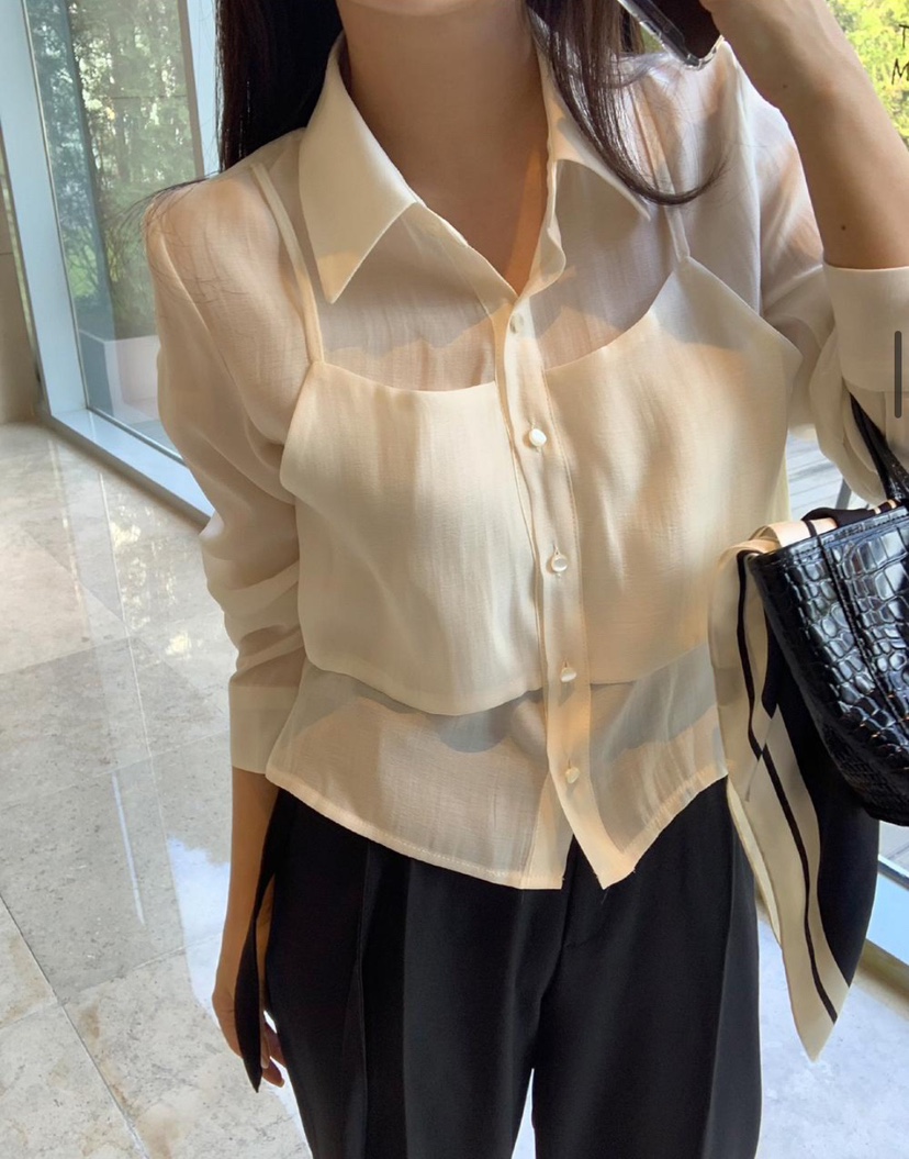 X韓國直郵女士新品推薦人氣26春夏職業熱賣時尚襯衫蕾絲衫X襯衫/蕾絲衫