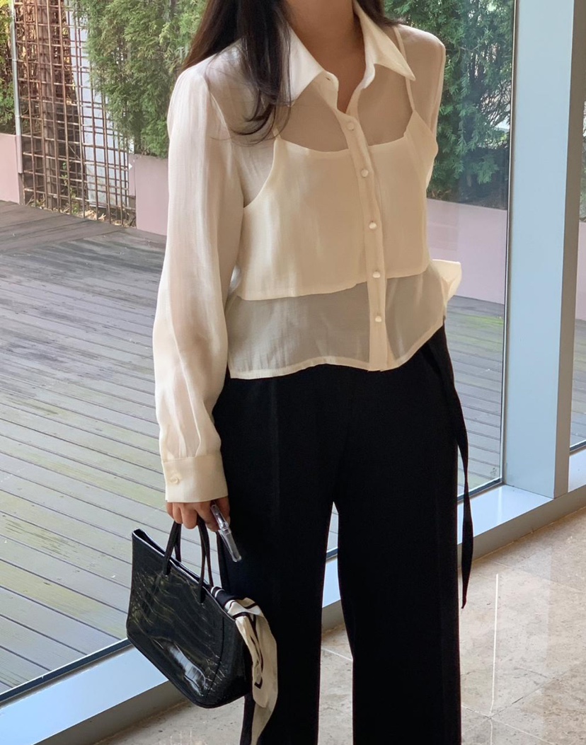 X韓國直郵女士新品推薦人氣26春夏職業熱賣時尚襯衫蕾絲衫X襯衫/蕾絲衫