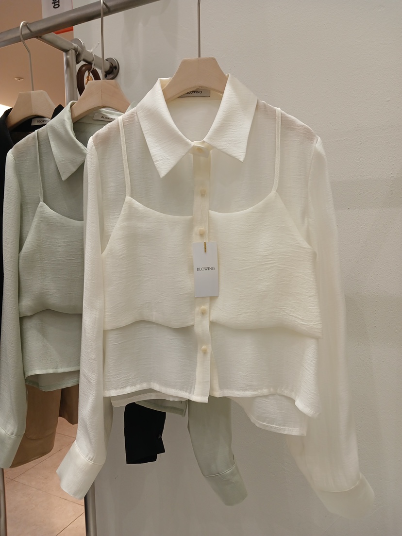 X韓國直郵女士新品推薦人氣26春夏職業熱賣時尚襯衫蕾絲衫X襯衫/蕾絲衫圖色1