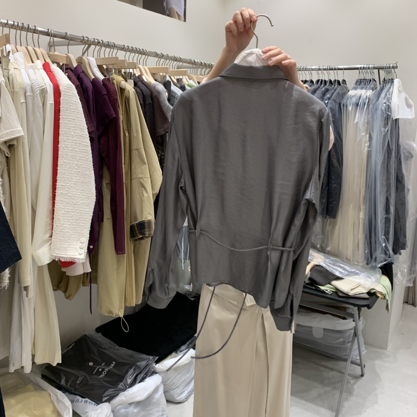 FRE韓國東大門代購女士新品人氣職業26春夏襯衫蕾絲衫含腰繩FRE襯衫/蕾絲衫