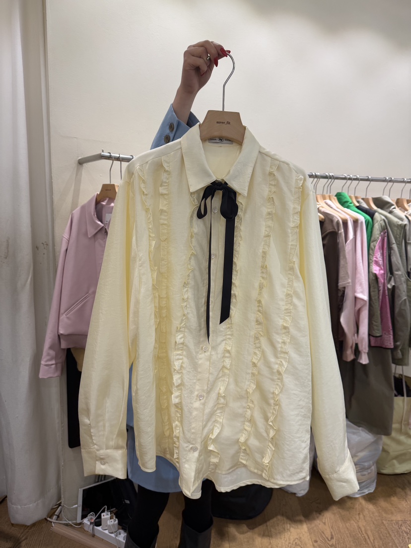 AUVERFIT韓國直郵女士新款職業推薦26春夏襯衫蕾絲衫含領帶AUVERFIT襯衫/蕾絲衫圖色1