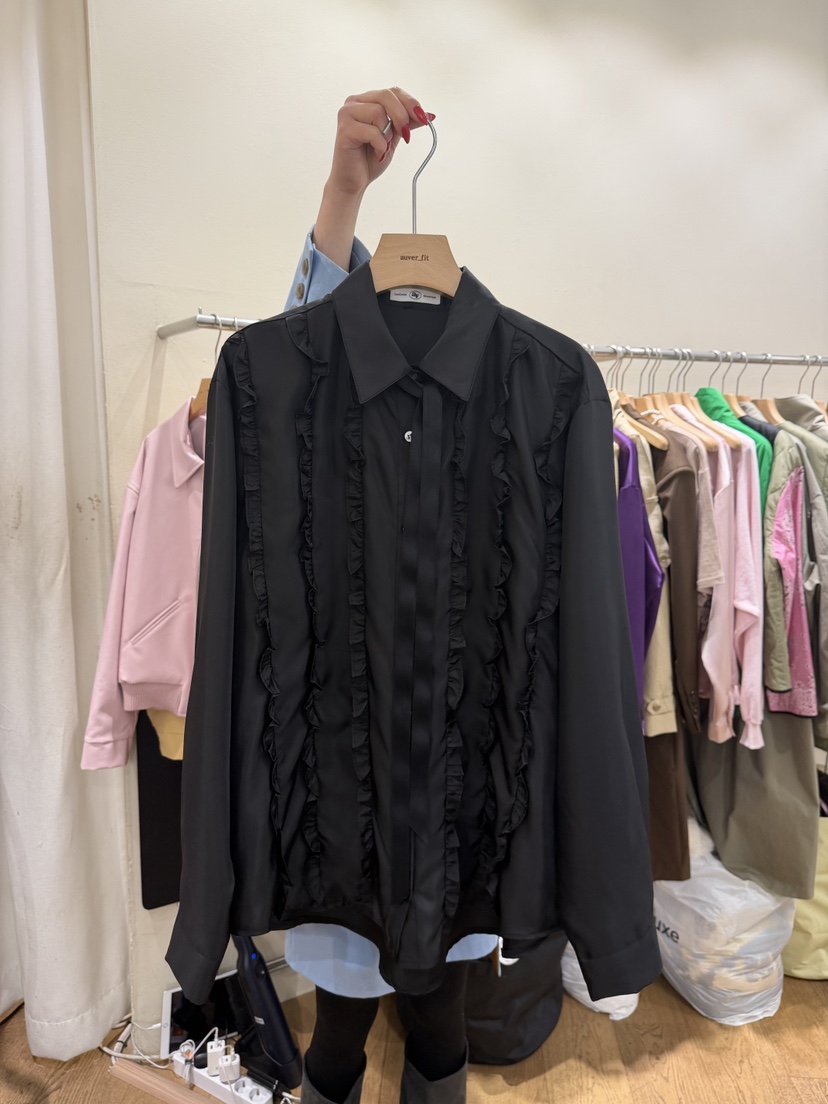 AUVERFIT韓國直郵女士新款職業推薦26春夏襯衫蕾絲衫含領帶AUVERFIT襯衫/蕾絲衫圖色2