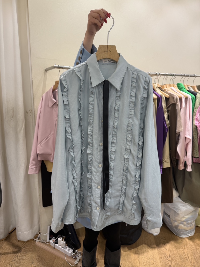 AUVERFIT韓國直郵女士新款職業推薦26春夏襯衫蕾絲衫含領帶AUVERFIT襯衫/蕾絲衫圖色3