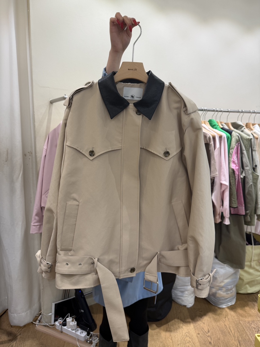 AUVERFIT韓國東大門代購女士新品人氣熱賣休閑夾克含腰帶AUVERFIT夾克圖色2