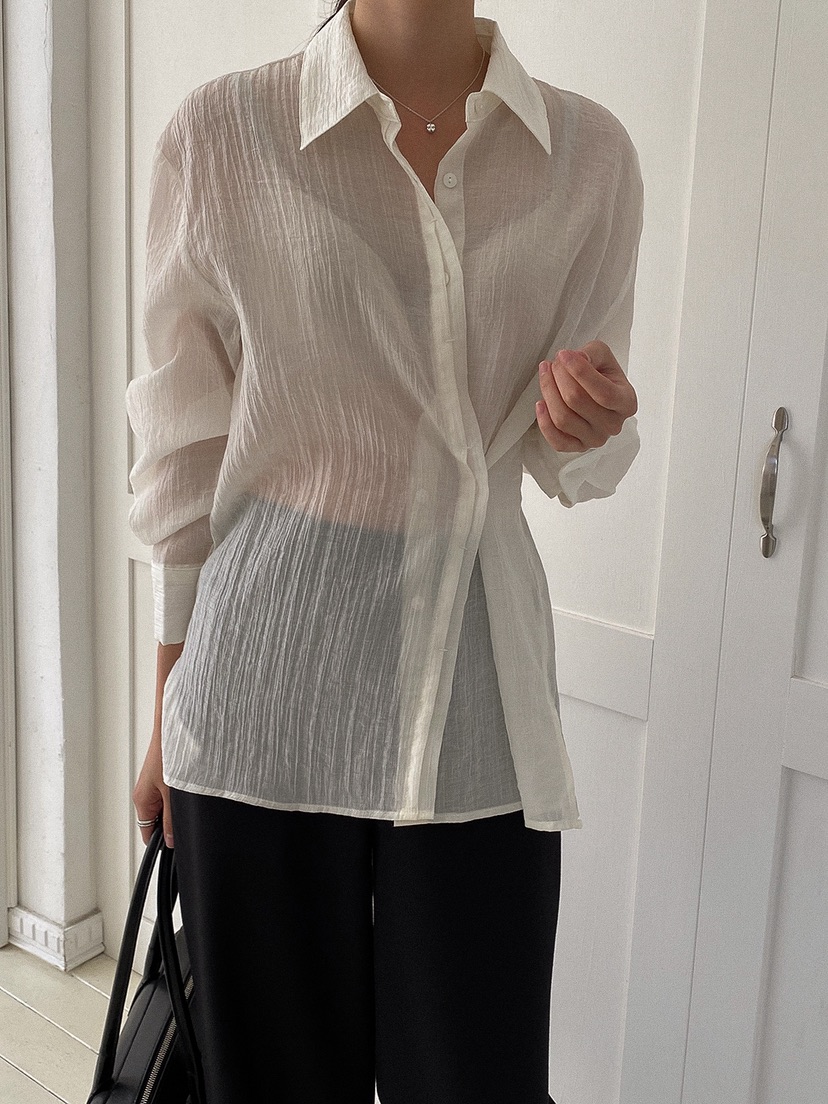 X韓國代購女裝新品職業休閑推薦熱賣26春夏人氣襯衫蕾絲衫X襯衫/蕾絲衫圖色1