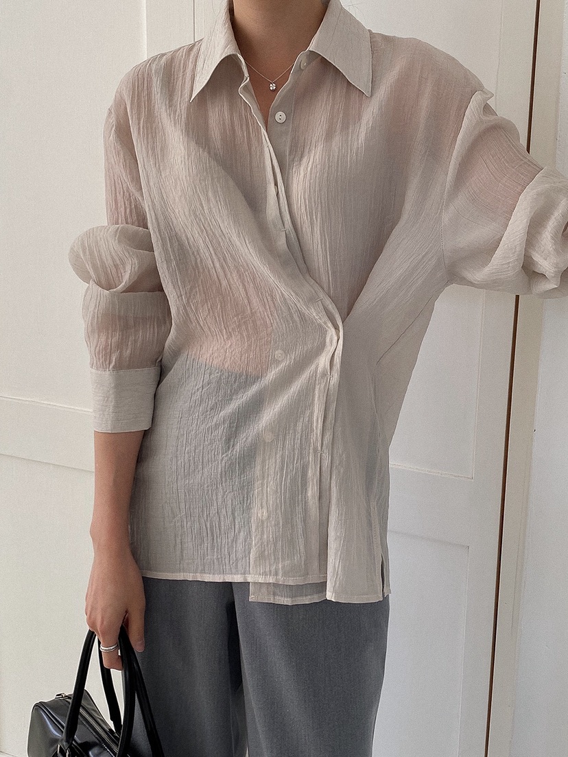 X韓國代購女裝新品職業休閑推薦熱賣26春夏人氣襯衫蕾絲衫X襯衫/蕾絲衫圖色2