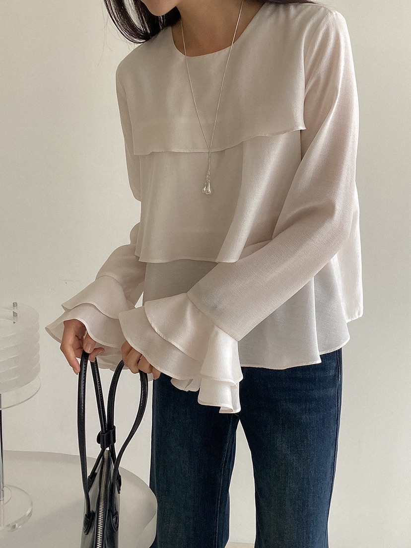 X韓國東大門代購女裝新款休閑26春夏熱賣職業時尚襯衫蕾絲衫X襯衫/蕾絲衫