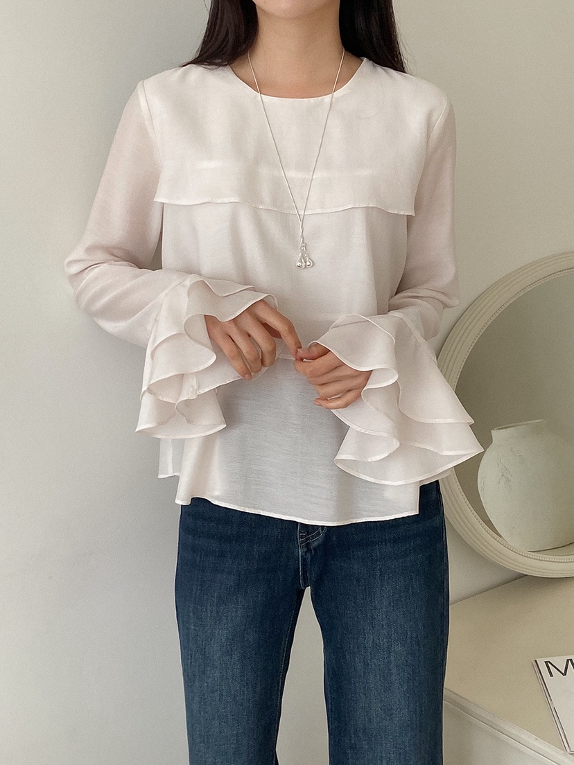 X韓國東大門代購女裝新款休閑26春夏熱賣職業時尚襯衫蕾絲衫X襯衫/蕾絲衫圖色1