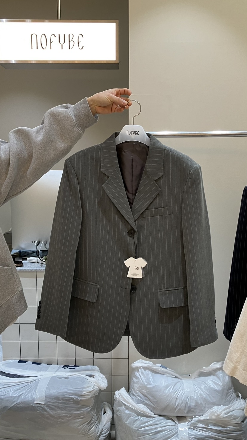 NOFYBE韓國東大門代購女裝新品推薦人氣熱賣26春夏夾克條紋NOFYBE夾克圖色1