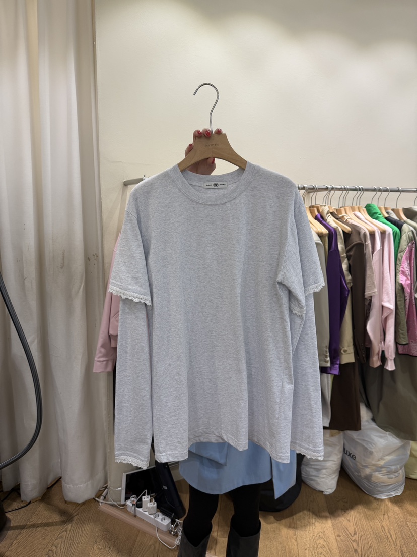 AUVERFIT韓國東大門直郵女士新款人氣職業26春夏長袖T恤假兩件AUVERFIT長袖T恤圖色3