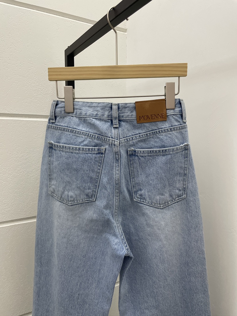 MOVENNE韓國代購女士新品熱賣休閑職業牛仔褲直筒牛仔修身MOVENNE牛仔褲