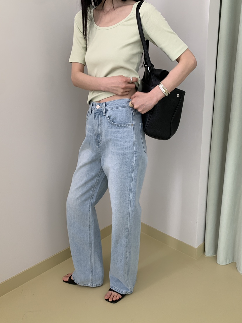 MOVENNE韓國代購女士新品熱賣休閑職業牛仔褲直筒牛仔修身MOVENNE牛仔褲