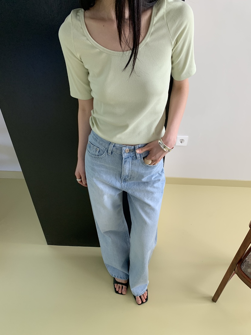 MOVENNE韓國代購女士新品熱賣休閑職業牛仔褲直筒牛仔修身MOVENNE牛仔褲