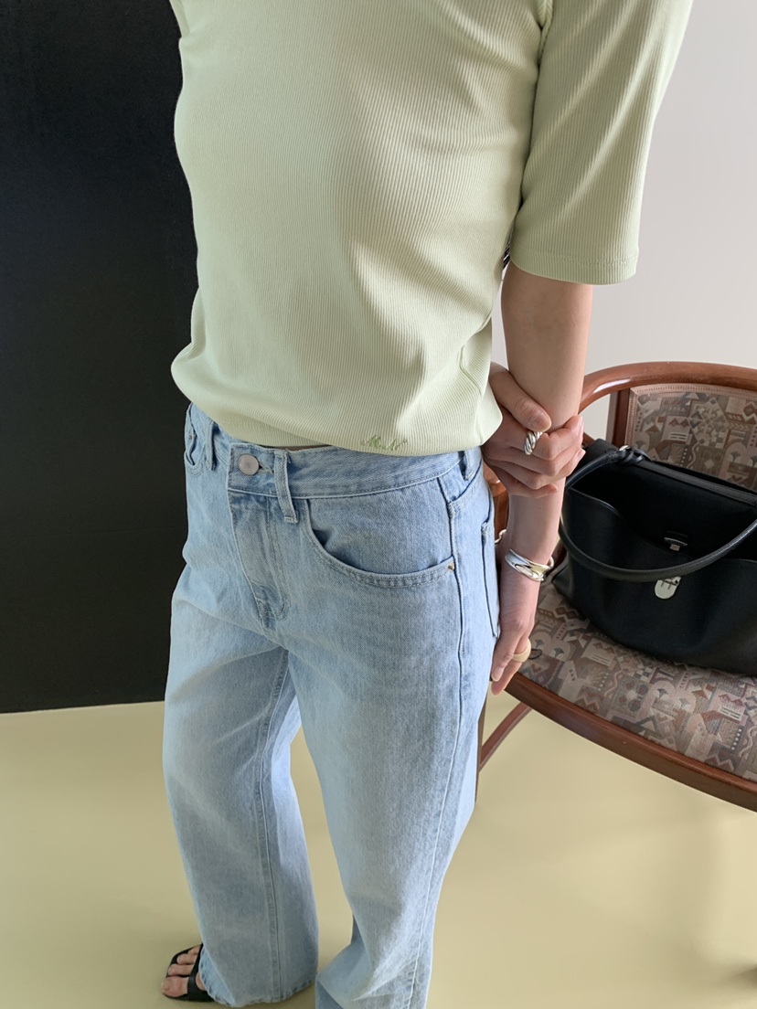 MOVENNE韓國代購女士新品熱賣休閑職業牛仔褲直筒牛仔修身MOVENNE牛仔褲