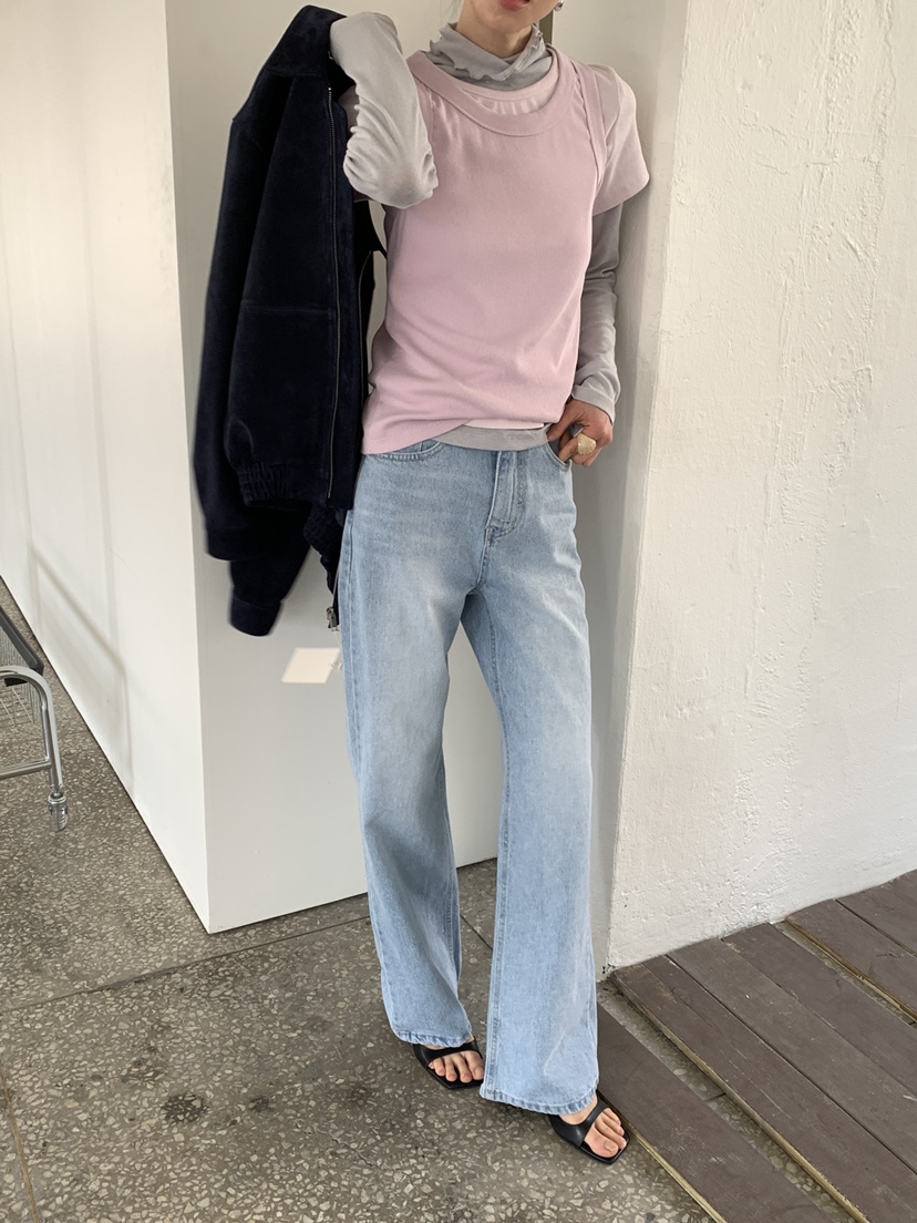 MOVENNE韓國代購女士新品熱賣休閑職業牛仔褲直筒牛仔修身MOVENNE牛仔褲