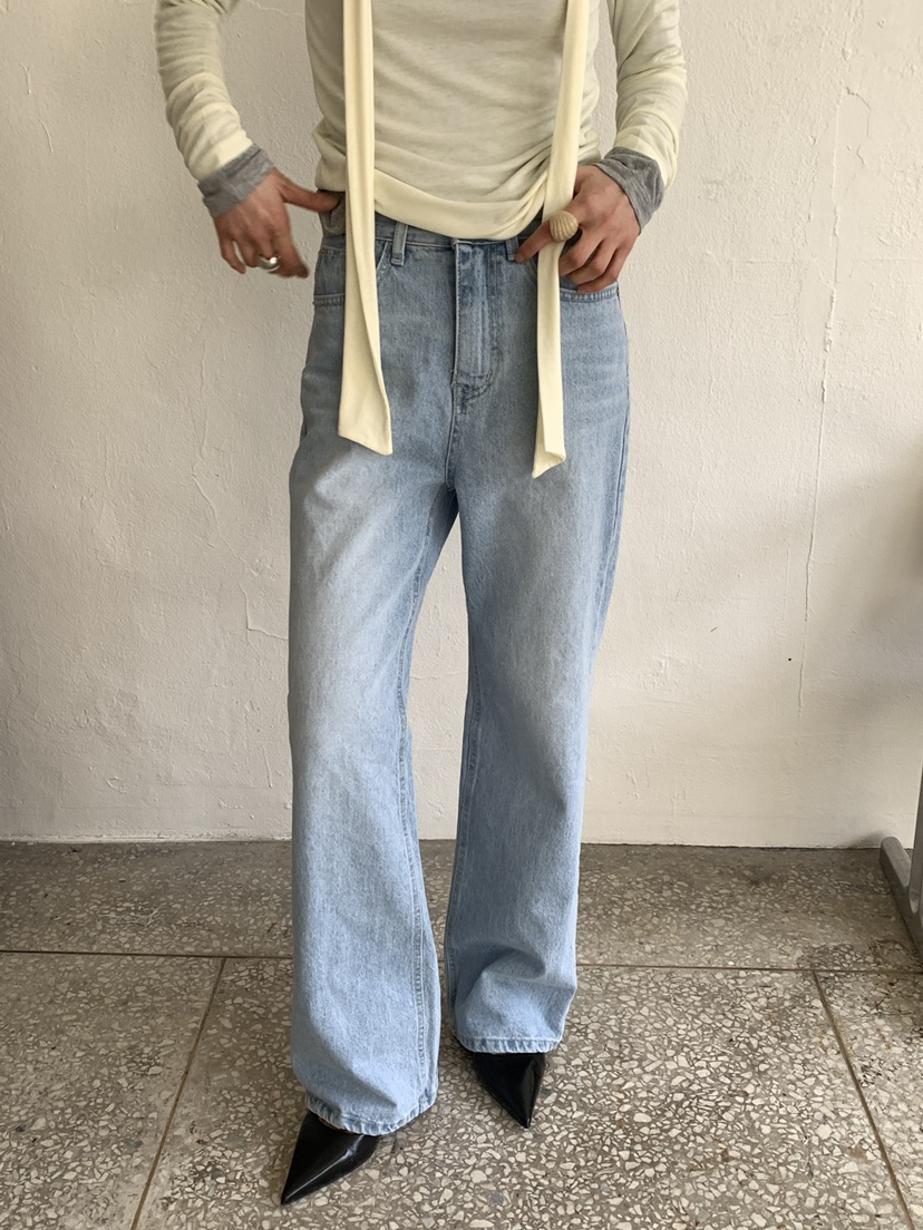 MOVENNE韓國代購女士新品熱賣休閑職業牛仔褲直筒牛仔修身MOVENNE牛仔褲