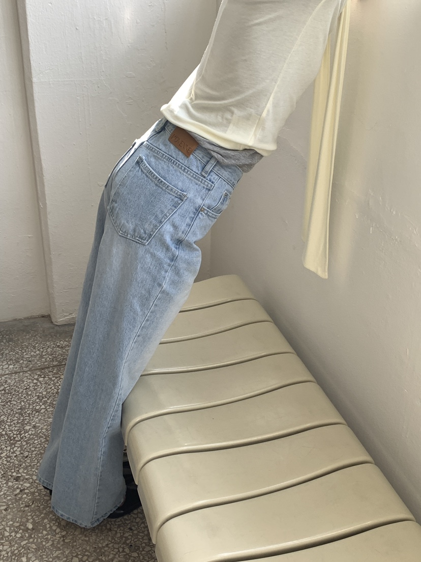 MOVENNE韓國代購女士新品熱賣休閑職業牛仔褲直筒牛仔修身MOVENNE牛仔褲