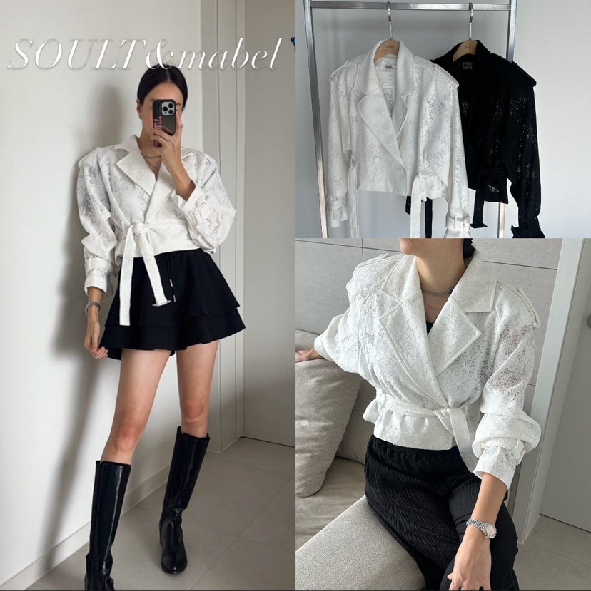 SOUIT韓國東大門直郵女士新款休閑推薦人氣熱賣夾克含腰帶SOUIT by mabel-L夾克