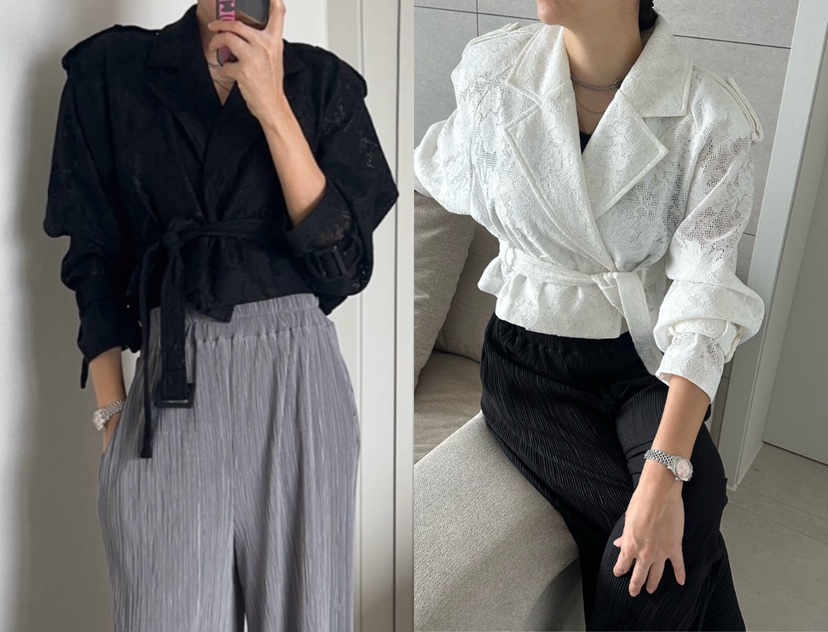 SOUIT韓國東大門直郵女士新款休閑推薦人氣熱賣夾克含腰帶SOUIT by mabel-L夾克