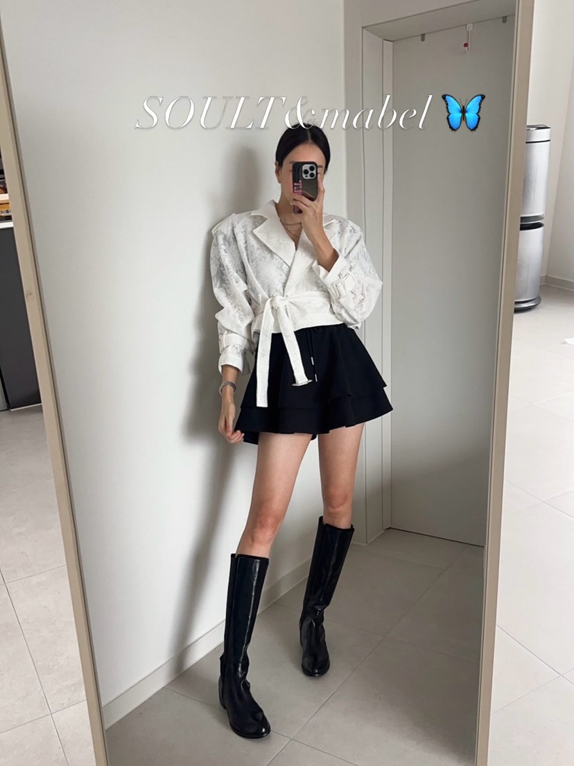 SOUIT韓國東大門直郵女士新款休閑推薦人氣熱賣夾克含腰帶SOUIT by mabel-L夾克