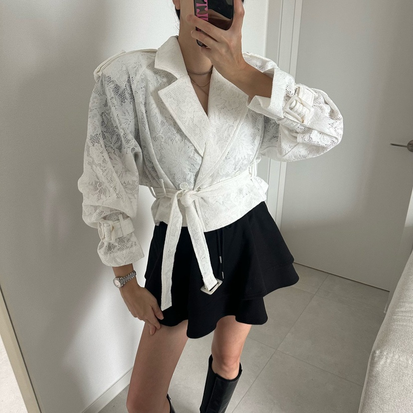 SOUIT韓國東大門直郵女士新款休閑推薦人氣熱賣夾克含腰帶SOUIT by mabel-L夾克