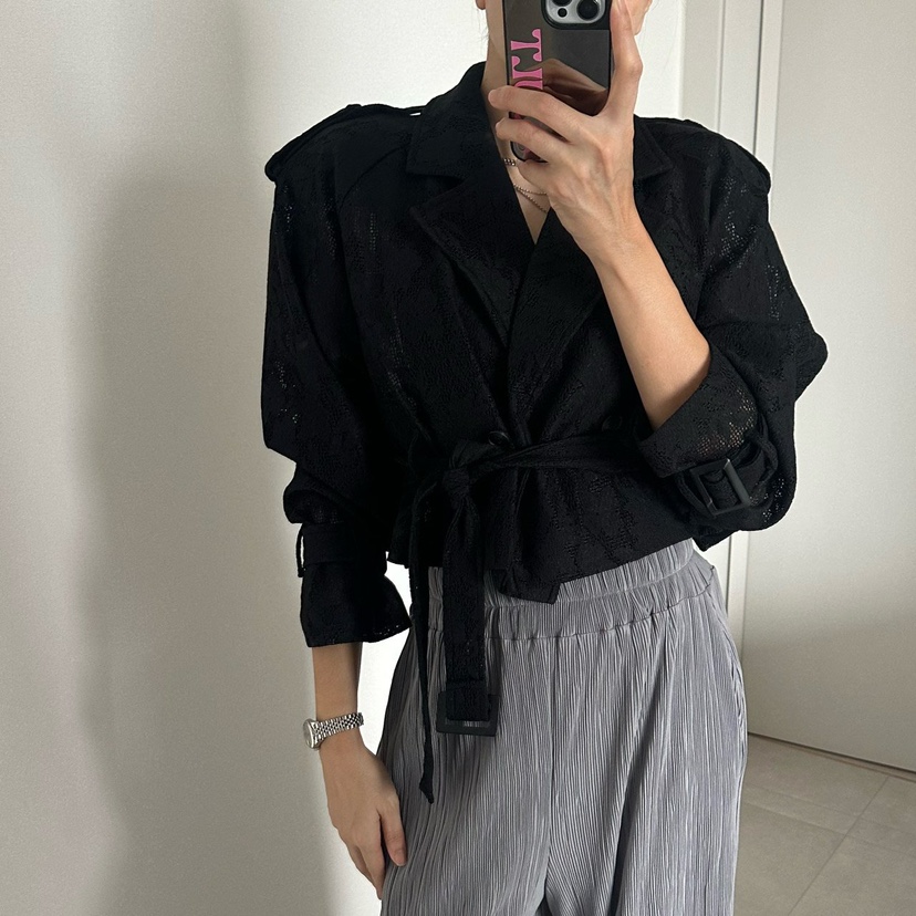 SOUIT韓國東大門直郵女士新款休閑推薦人氣熱賣夾克含腰帶SOUIT by mabel-L夾克圖色2