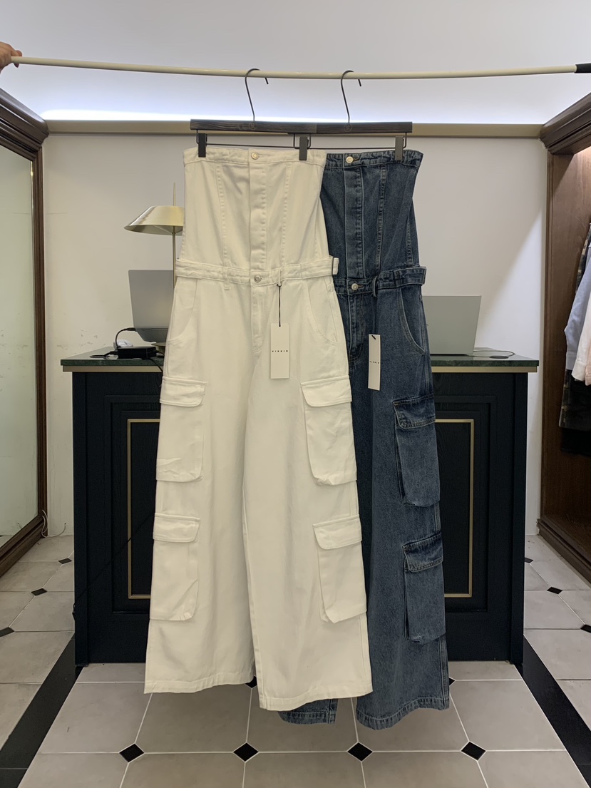 VIRKIN韓國東大門直郵女裝新款職業熱賣26春夏背帶褲口袋VIRKIN背帶褲