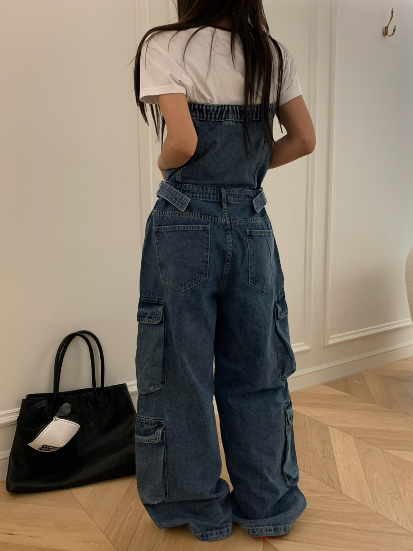 VIRKIN韓國東大門直郵女裝新款職業熱賣26春夏背帶褲口袋VIRKIN背帶褲