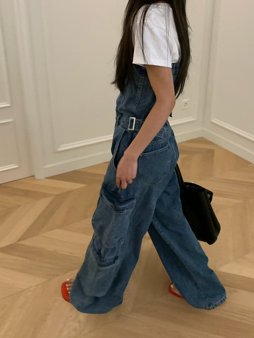 VIRKIN韓國東大門直郵女裝新款職業熱賣26春夏背帶褲口袋VIRKIN背帶褲