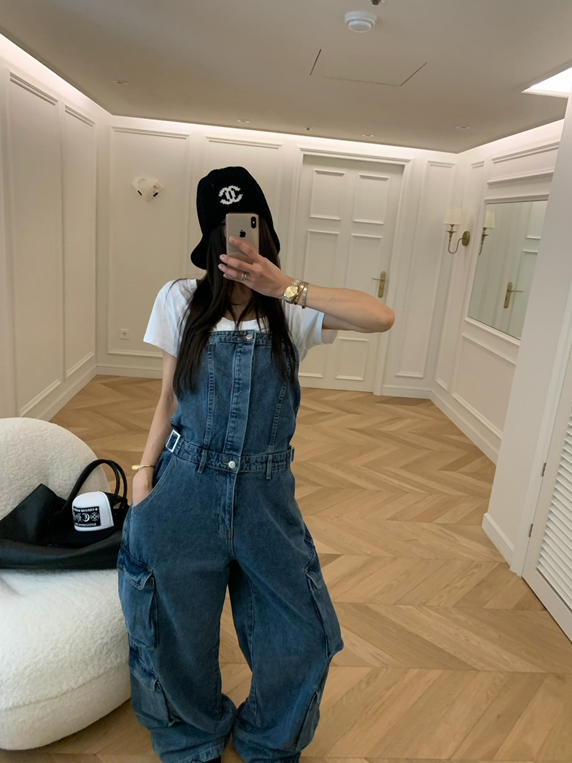 VIRKIN韓國東大門直郵女裝新款職業熱賣26春夏背帶褲口袋VIRKIN背帶褲