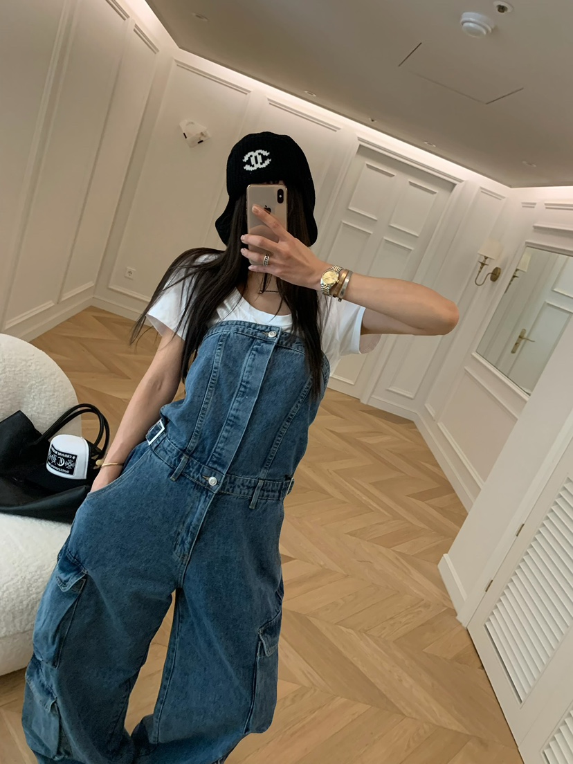 VIRKIN韓國東大門直郵女裝新款職業熱賣26春夏背帶褲口袋VIRKIN背帶褲