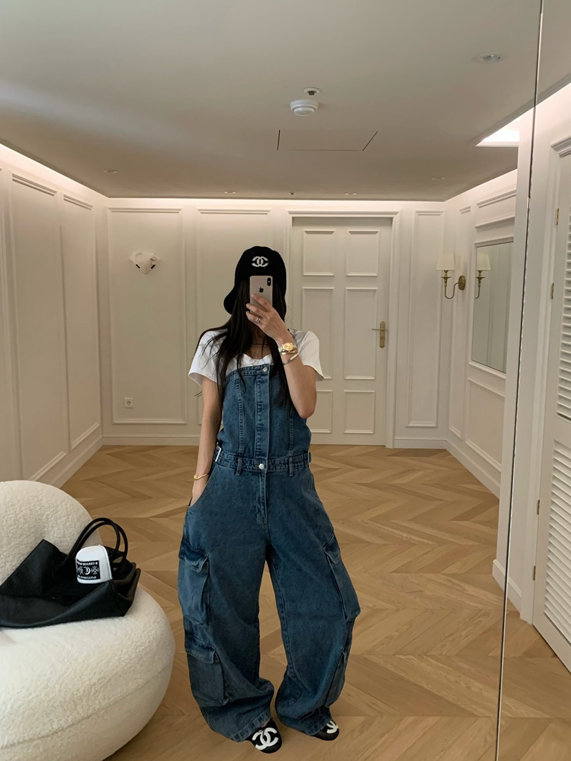 VIRKIN韓國東大門直郵女裝新款職業熱賣26春夏背帶褲口袋VIRKIN背帶褲