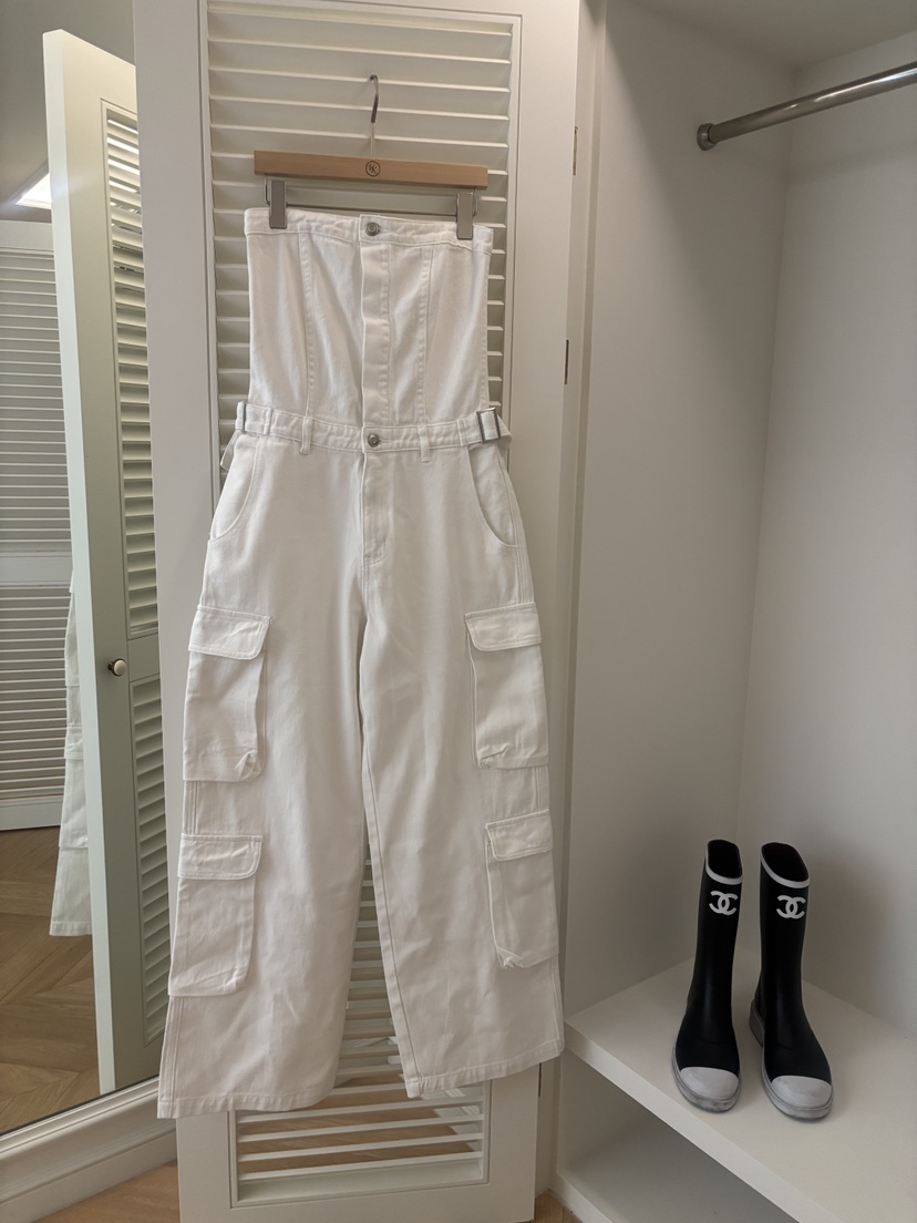 VIRKIN韓國東大門直郵女裝新款職業熱賣26春夏背帶褲口袋VIRKIN背帶褲