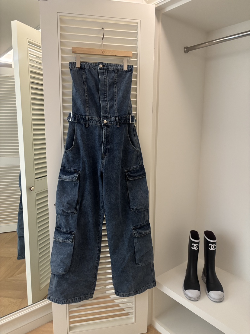 VIRKIN韓國東大門直郵女裝新款職業熱賣26春夏背帶褲口袋VIRKIN背帶褲