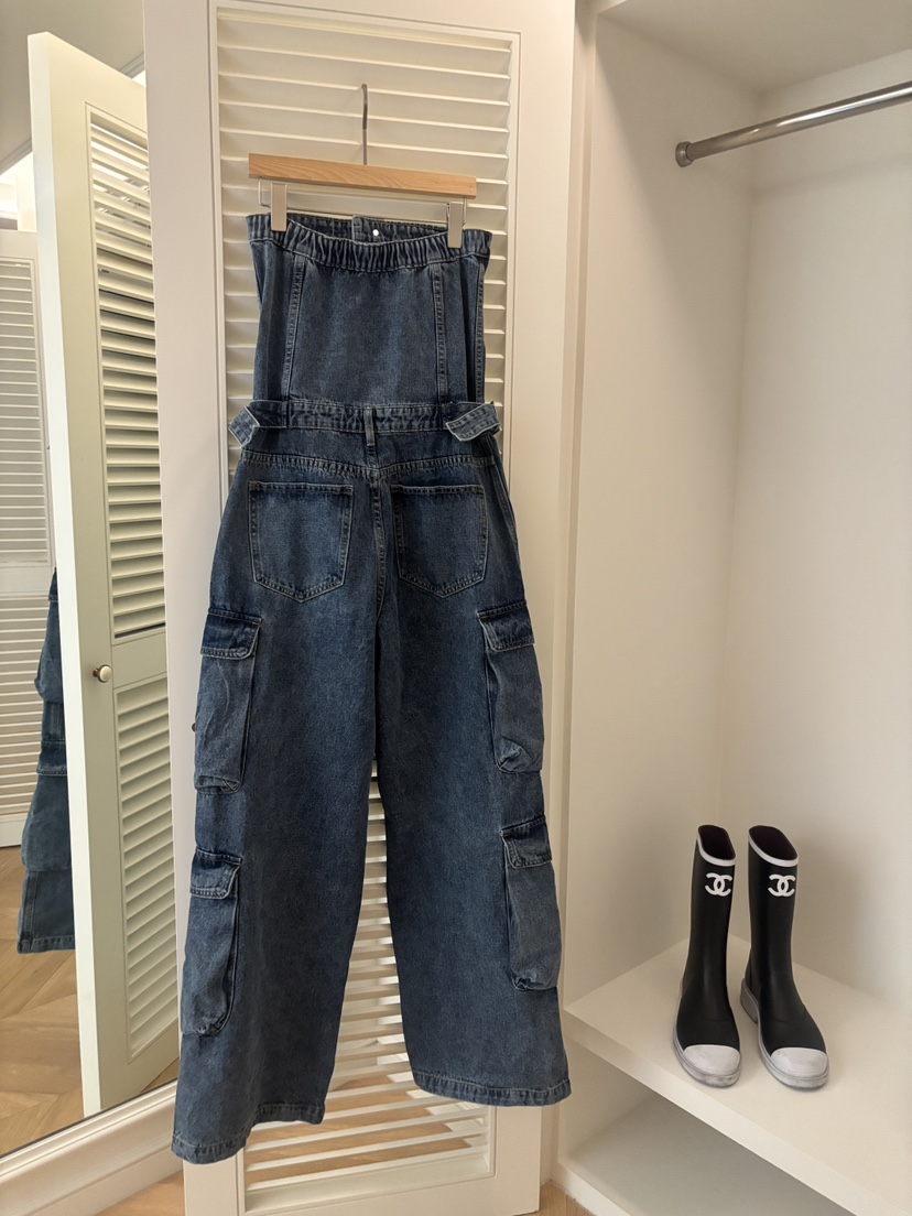 VIRKIN韓國東大門直郵女裝新款職業熱賣26春夏背帶褲口袋VIRKIN背帶褲