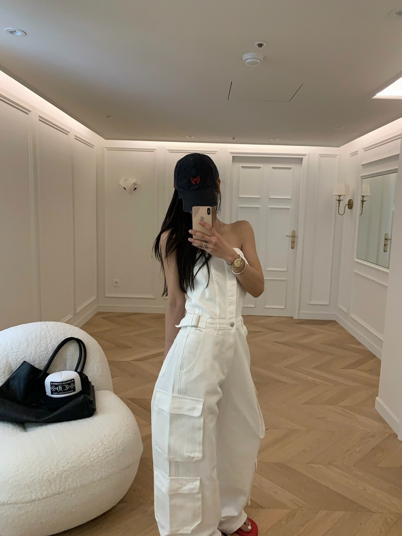 VIRKIN韓國東大門直郵女裝新款職業熱賣26春夏背帶褲口袋VIRKIN背帶褲