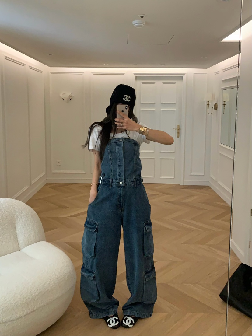 VIRKIN韓國東大門直郵女裝新款職業熱賣26春夏背帶褲口袋VIRKIN背帶褲