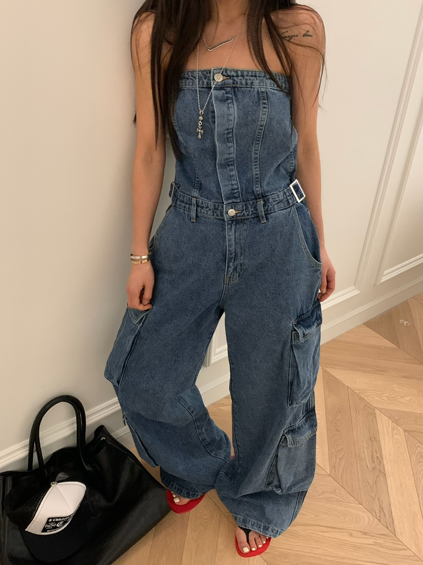 VIRKIN韓國東大門直郵女裝新款職業熱賣26春夏背帶褲口袋VIRKIN背帶褲圖色1