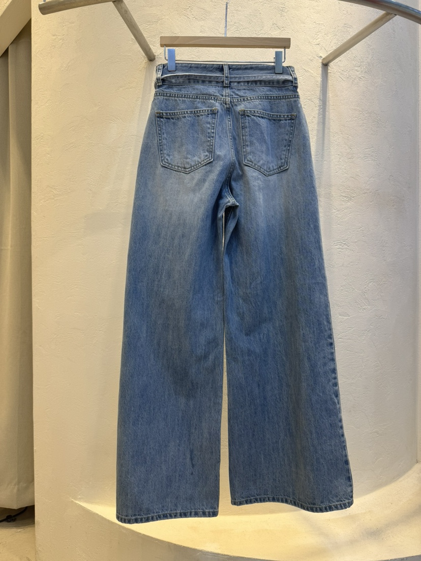 RIAH韓國代購女裝新款時尚推薦熱賣26春夏牛仔褲含腰繩褶裥RIAH牛仔褲