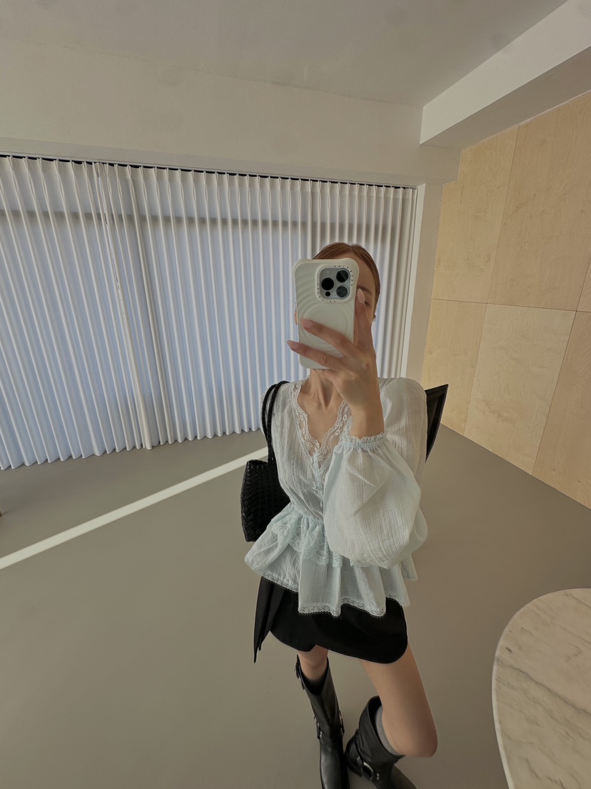 ZEROZERO韓國直郵實拍女士新款26春夏推薦襯衫蕾絲衫蕾絲ZEROZERO襯衫/蕾絲衫