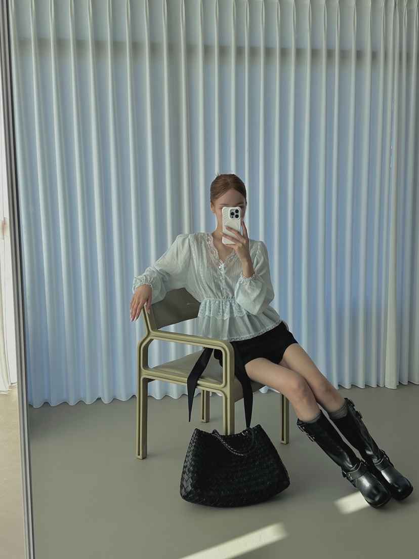 ZEROZERO韓國直郵實拍女士新款26春夏推薦襯衫蕾絲衫蕾絲ZEROZERO襯衫/蕾絲衫