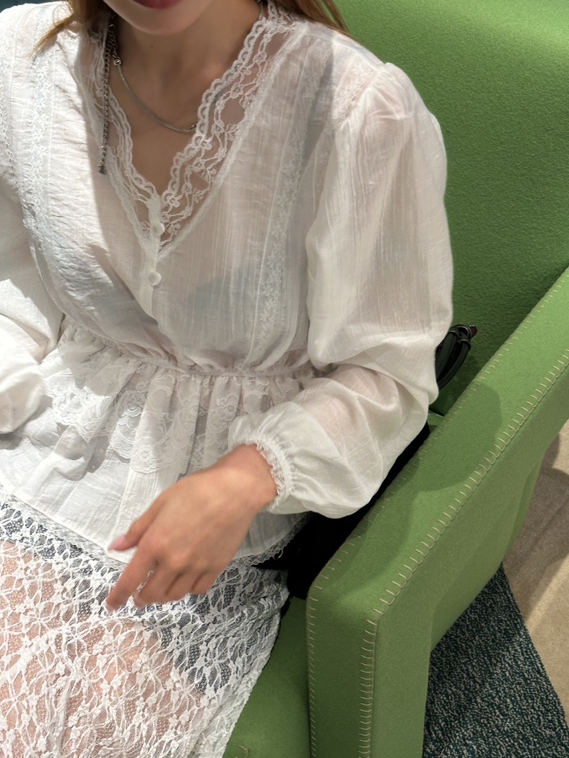 ZEROZERO韓國直郵實拍女士新款26春夏推薦襯衫蕾絲衫蕾絲ZEROZERO襯衫/蕾絲衫