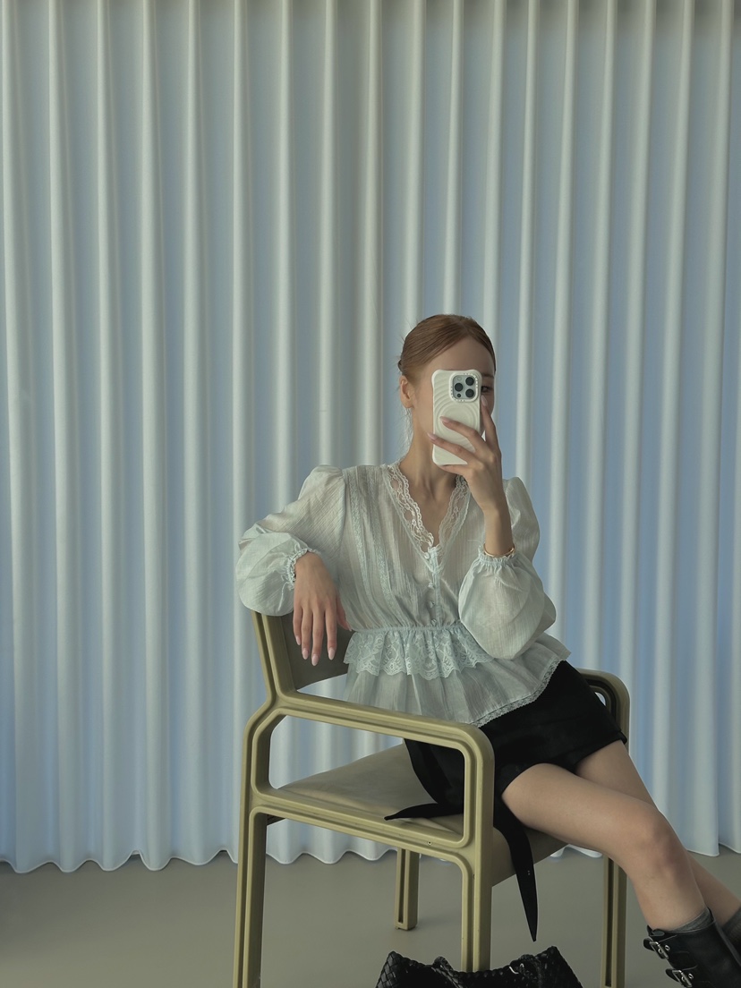 ZEROZERO韓國直郵實拍女士新款26春夏推薦襯衫蕾絲衫蕾絲ZEROZERO襯衫/蕾絲衫圖色2