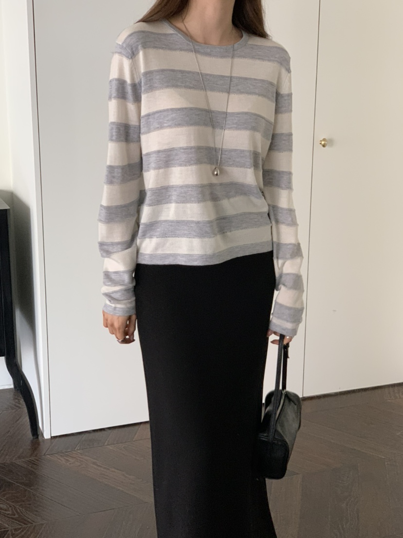 NOTICE韓國直郵女士新款人氣26春夏職業時尚針織衫寬松條紋NOTICE針織衫