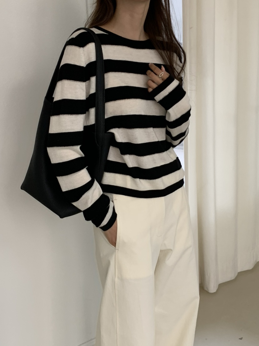 NOTICE韓國直郵女士新款人氣26春夏職業時尚針織衫寬松條紋NOTICE針織衫