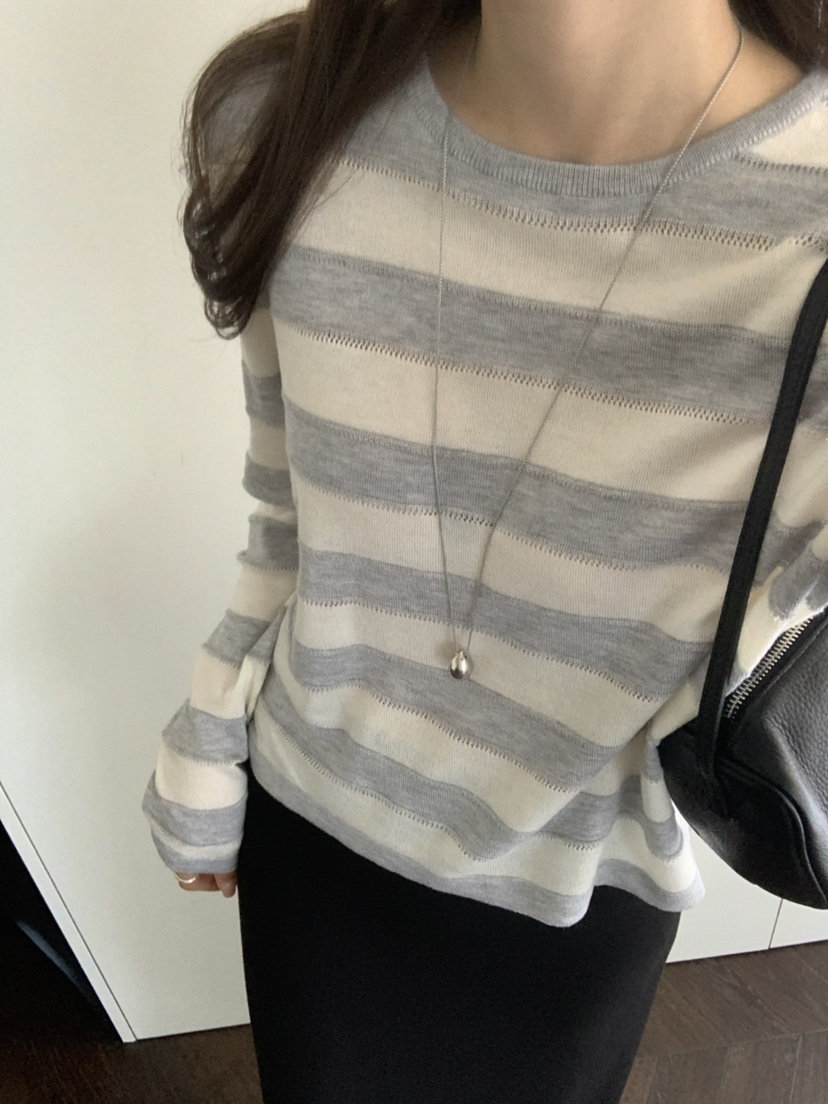 NOTICE韓國直郵女士新款人氣26春夏職業時尚針織衫寬松條紋NOTICE針織衫