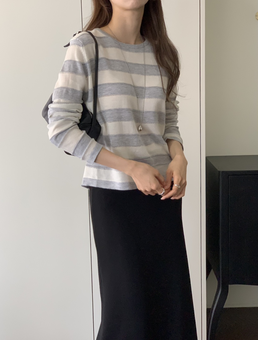 NOTICE韓國直郵女士新款人氣26春夏職業時尚針織衫寬松條紋NOTICE針織衫