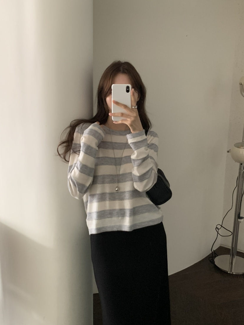 NOTICE韓國直郵女士新款人氣26春夏職業時尚針織衫寬松條紋NOTICE針織衫