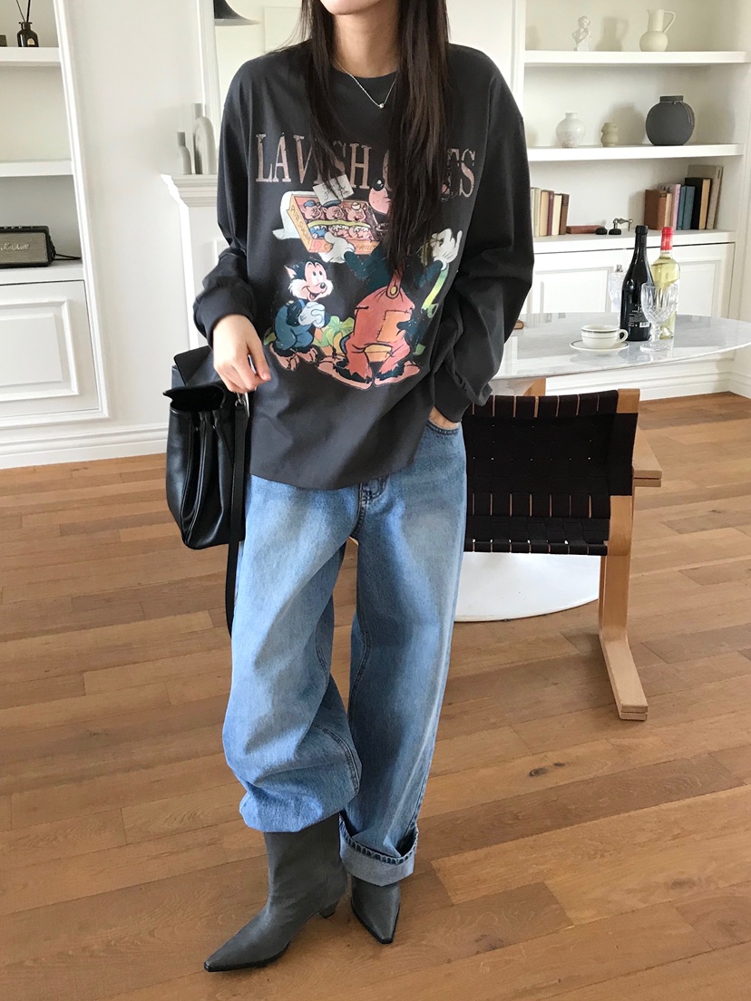 ESCHER韓國直郵實拍女裝新款推薦休閑職業熱賣人氣長袖T恤ESCHER長袖T恤